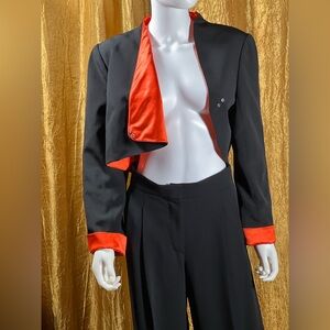 Thierry Mugler asymmetrical black cropped jacket 1980s size 46/L